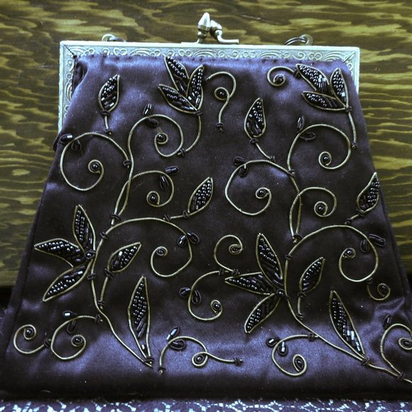 Shakeel's Concepts Vintage Black /Fabric Beaded Evening - Picture 1 of 5